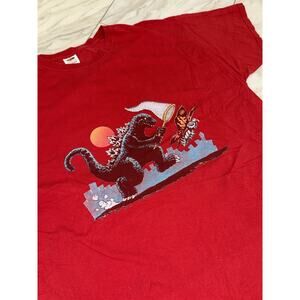 Vintage Godzilla Tee Shirt Adult Size XL Red Y2K Funny Parody VTG 2000s